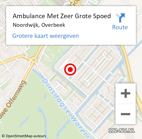 Locatie op kaart van de 112 melding: Ambulance Met Zeer Grote Spoed Naar Noordwijk, Overbeek op 16 oktober 2024 00:48