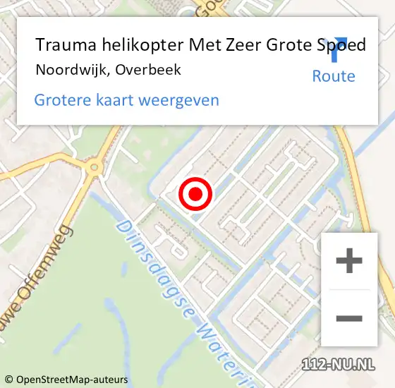 Locatie op kaart van de 112 melding: Trauma helikopter Met Zeer Grote Spoed Naar Noordwijk, Overbeek op 16 oktober 2024 00:49