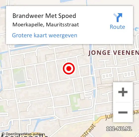 Locatie op kaart van de 112 melding: Brandweer Met Spoed Naar Moerkapelle, Mauritsstraat op 16 oktober 2024 02:38