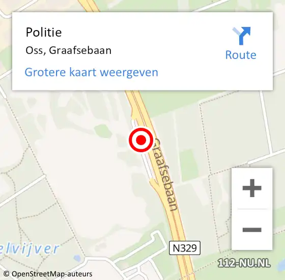 Locatie op kaart van de 112 melding: Politie Oss, Graafsebaan op 16 oktober 2024 04:05