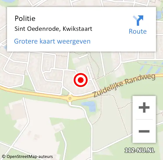 Locatie op kaart van de 112 melding: Politie Sint Oedenrode, Kwikstaart op 16 oktober 2024 04:16