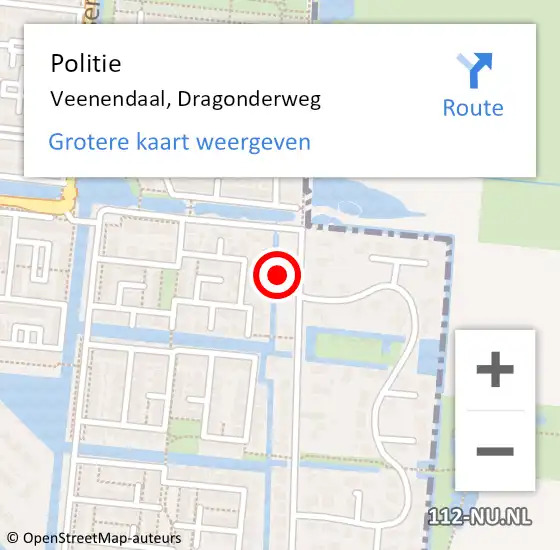 Locatie op kaart van de 112 melding: Politie Veenendaal, Dragonderweg op 16 oktober 2024 05:08