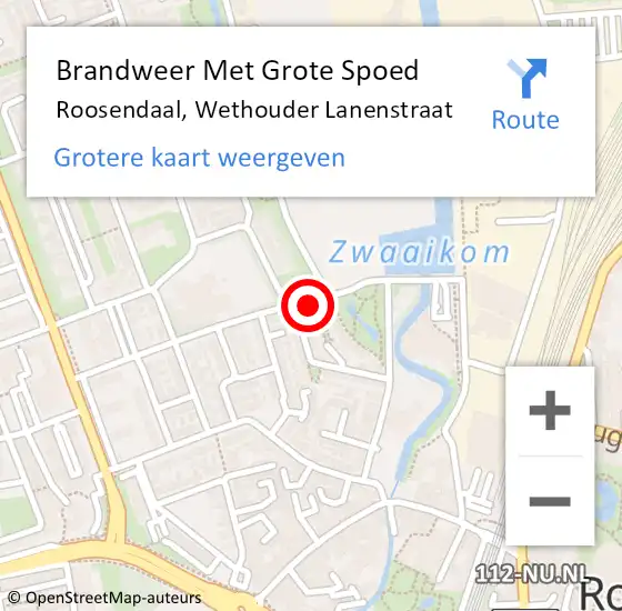 Locatie op kaart van de 112 melding: Brandweer Met Grote Spoed Naar Roosendaal, Wethouder Lanenstraat op 16 oktober 2024 05:45