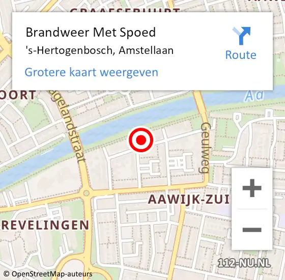 Locatie op kaart van de 112 melding: Brandweer Met Spoed Naar 's-Hertogenbosch, Amstellaan op 16 oktober 2024 06:41