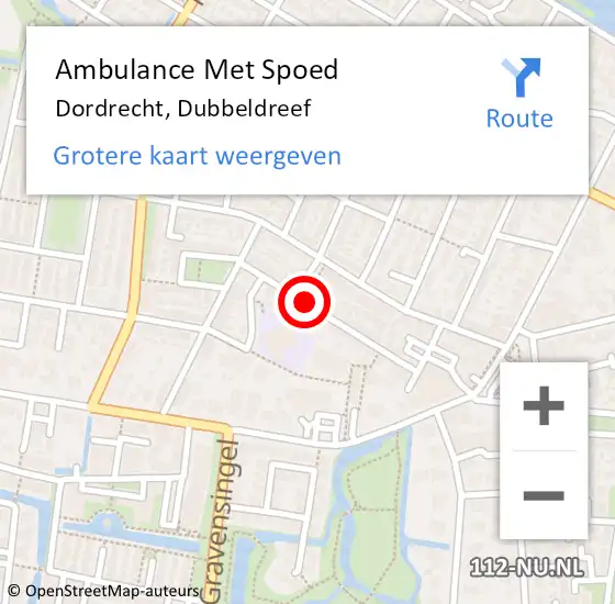 Locatie op kaart van de 112 melding: Ambulance Met Spoed Naar Dordrecht, Dubbeldreef op 16 oktober 2024 07:06