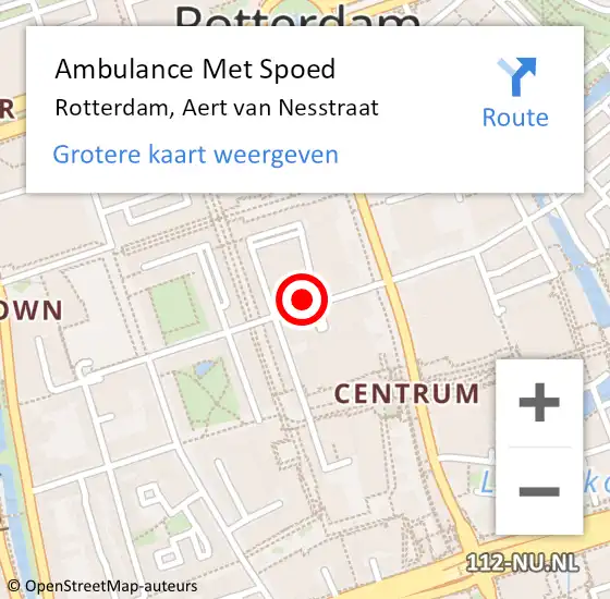 Locatie op kaart van de 112 melding: Ambulance Met Spoed Naar Rotterdam, Aert van Nesstraat op 16 oktober 2024 07:23