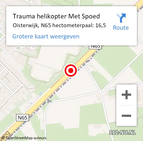 Locatie op kaart van de 112 melding: Trauma helikopter Met Spoed Naar Oisterwijk, N65 hectometerpaal: 16,5 op 16 oktober 2024 07:36