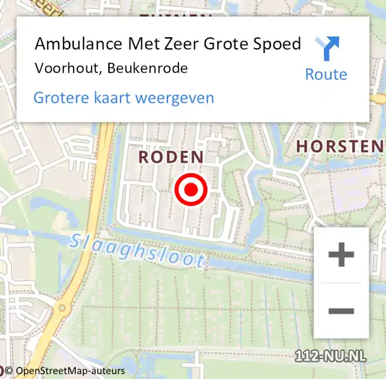 Locatie op kaart van de 112 melding: Ambulance Met Zeer Grote Spoed Naar Voorhout, Beukenrode op 16 oktober 2024 07:59