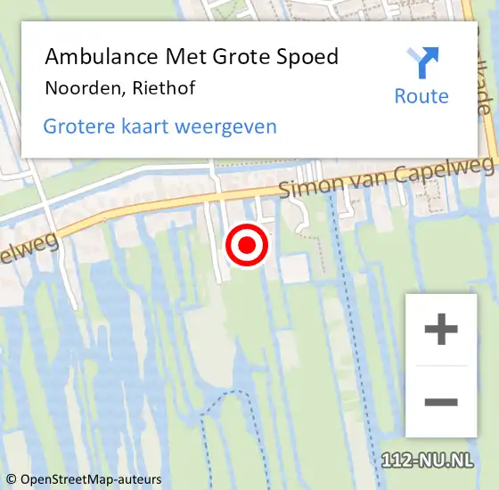 Locatie op kaart van de 112 melding: Ambulance Met Grote Spoed Naar Noorden, Riethof op 16 oktober 2024 08:11