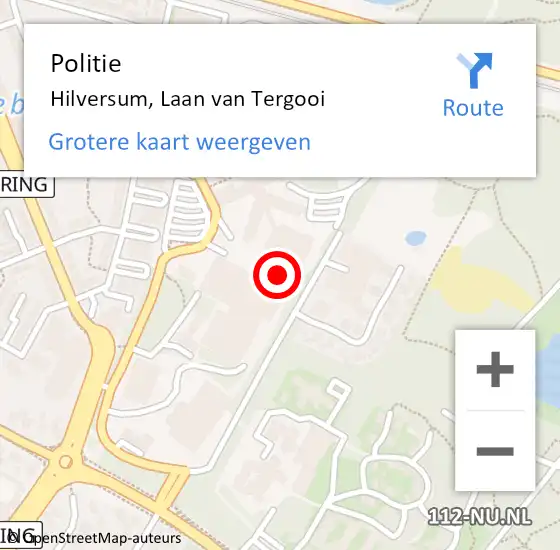 Locatie op kaart van de 112 melding: Politie Hilversum, Laan van Tergooi op 16 oktober 2024 09:12