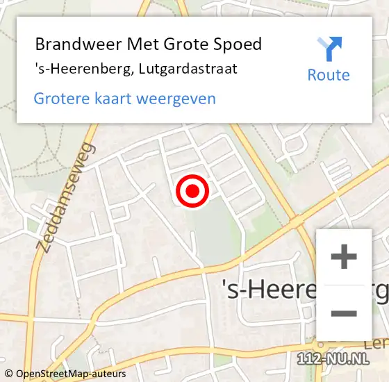 Locatie op kaart van de 112 melding: Brandweer Met Grote Spoed Naar 's-Heerenberg, Lutgardastraat op 16 oktober 2024 09:19