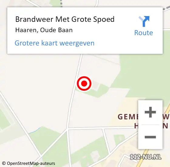 Locatie op kaart van de 112 melding: Brandweer Met Grote Spoed Naar Haaren, Oude Baan op 16 oktober 2024 09:26