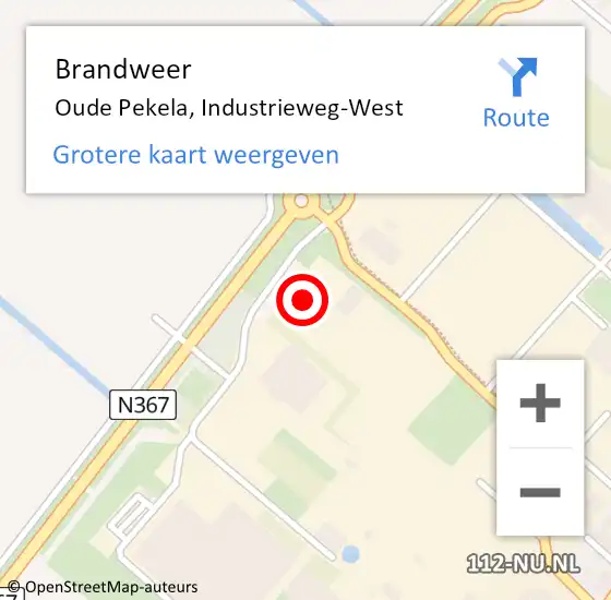 Locatie op kaart van de 112 melding: Brandweer Oude Pekela, Industrieweg-West op 16 oktober 2024 09:27