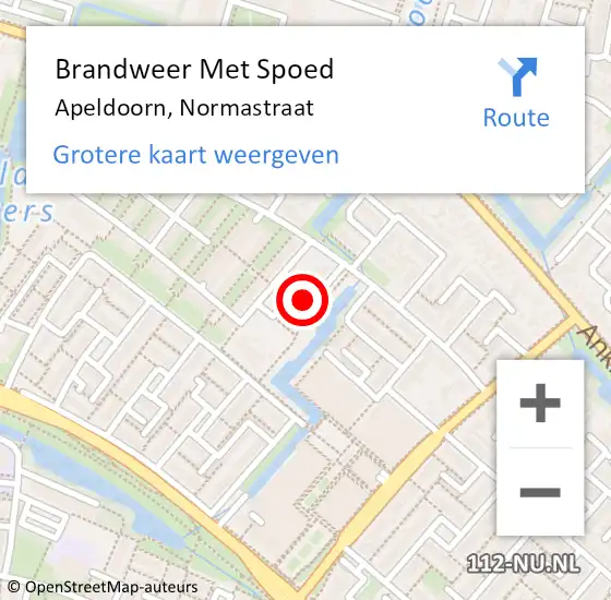 Locatie op kaart van de 112 melding: Brandweer Met Spoed Naar Apeldoorn, Normastraat op 16 oktober 2024 09:28