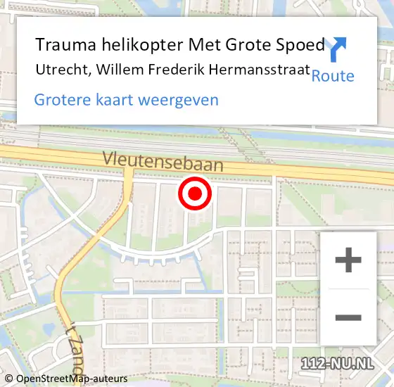 Locatie op kaart van de 112 melding: Trauma helikopter Met Grote Spoed Naar Utrecht, Willem Frederik Hermansstraat op 16 oktober 2024 09:28