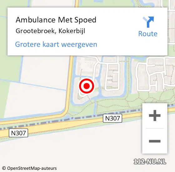 Locatie op kaart van de 112 melding: Ambulance Met Spoed Naar Grootebroek, Kokerbijl op 16 oktober 2024 09:43