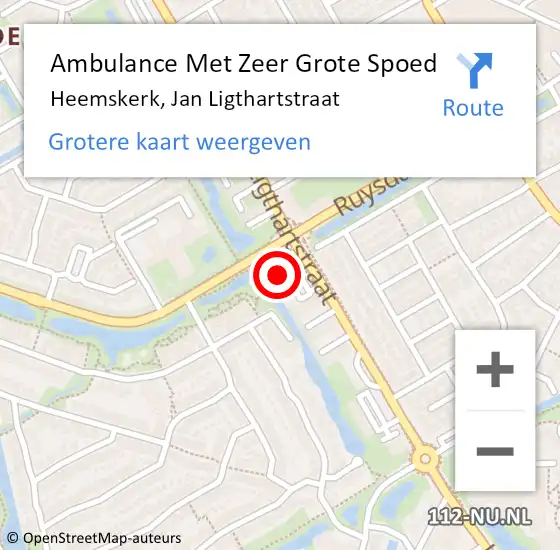 Locatie op kaart van de 112 melding: Ambulance Met Zeer Grote Spoed Naar Heemskerk, Jan Ligthartstraat op 16 oktober 2024 09:51