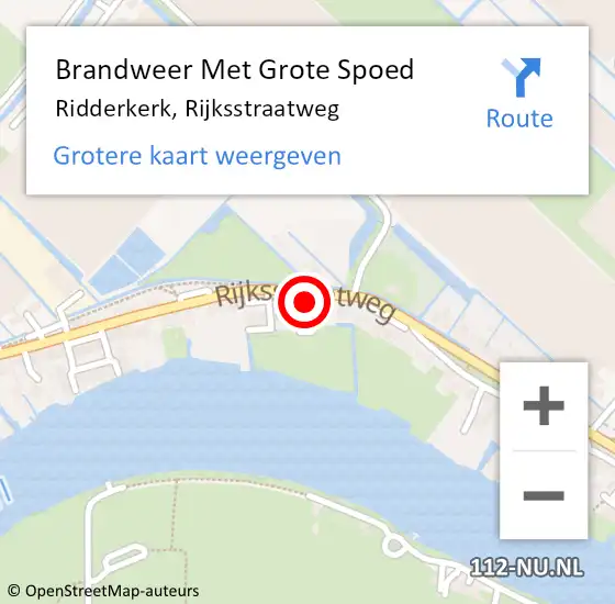 Locatie op kaart van de 112 melding: Brandweer Met Grote Spoed Naar Ridderkerk, Rijksstraatweg op 16 oktober 2024 09:55