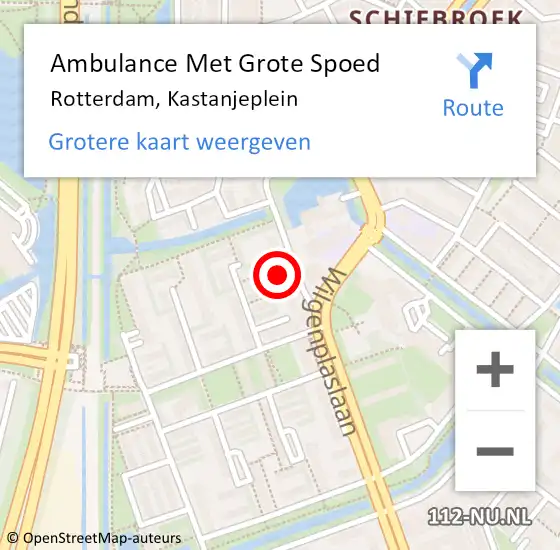 Locatie op kaart van de 112 melding: Ambulance Met Grote Spoed Naar Rotterdam, Kastanjeplein op 16 oktober 2024 09:58