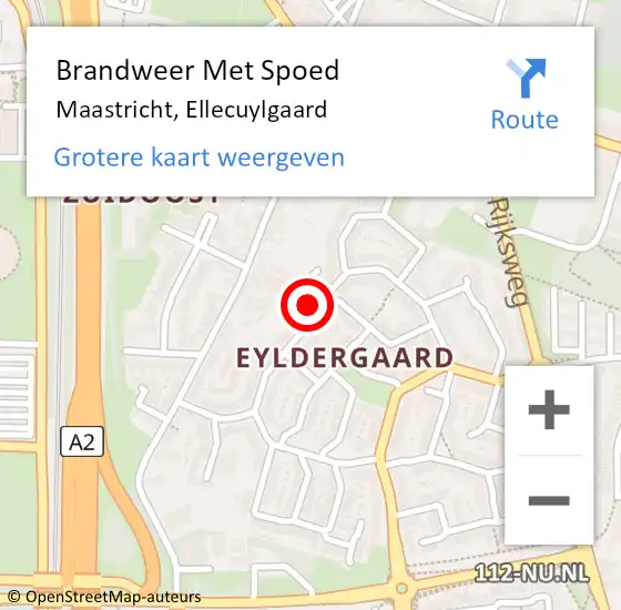 Locatie op kaart van de 112 melding: Brandweer Met Spoed Naar Maastricht, Ellecuylgaard op 16 oktober 2024 09:59