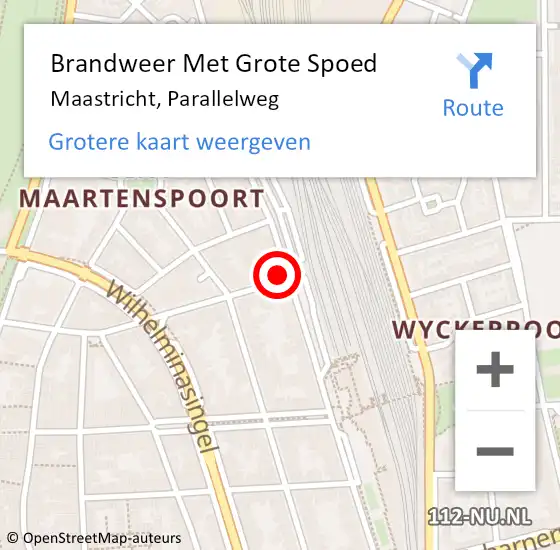 Locatie op kaart van de 112 melding: Brandweer Met Grote Spoed Naar Maastricht, Parallelweg op 16 oktober 2024 10:06