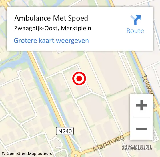 Locatie op kaart van de 112 melding: Ambulance Met Spoed Naar Zwaagdijk-Oost, Marktplein op 16 oktober 2024 10:09