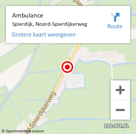 Locatie op kaart van de 112 melding: Ambulance Spierdijk, Noord-Spierdijkerweg op 16 oktober 2024 10:53