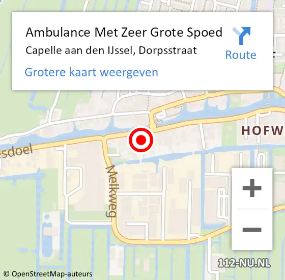 Locatie op kaart van de 112 melding: Ambulance Met Zeer Grote Spoed Naar Capelle aan den IJssel, Dorpsstraat op 16 oktober 2024 11:30