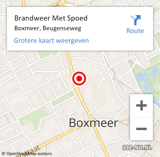 Locatie op kaart van de 112 melding: Brandweer Met Spoed Naar Boxmeer, Beugenseweg op 16 oktober 2024 11:45