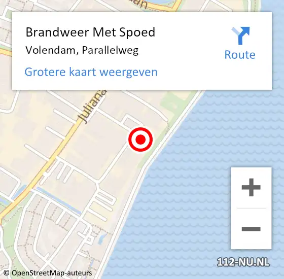 Locatie op kaart van de 112 melding: Brandweer Met Spoed Naar Volendam, Parallelweg op 16 oktober 2024 11:45