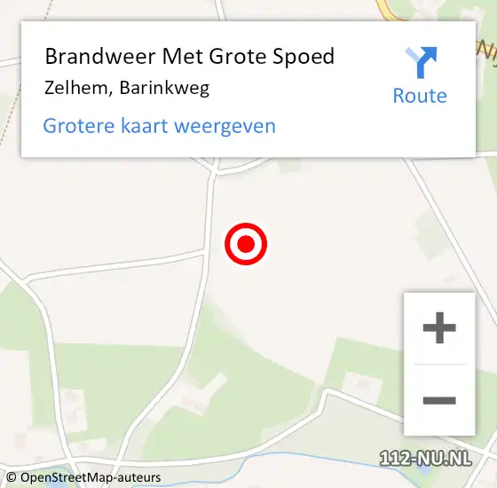 Locatie op kaart van de 112 melding: Brandweer Met Grote Spoed Naar Zelhem, Barinkweg op 16 oktober 2024 12:03