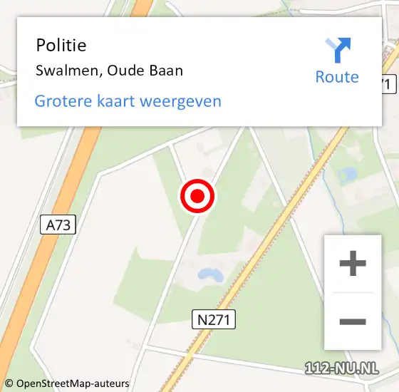 Locatie op kaart van de 112 melding: Politie Swalmen, Oude Baan op 16 oktober 2024 12:06