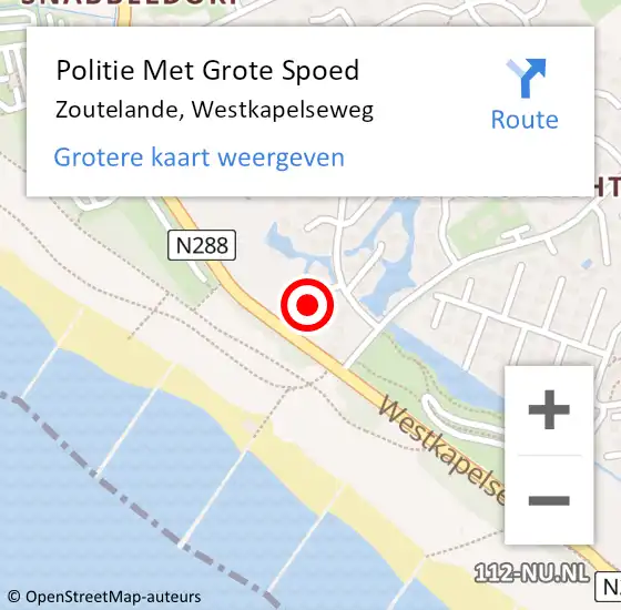 Locatie op kaart van de 112 melding: Politie Met Grote Spoed Naar Zoutelande, Westkapelseweg op 16 oktober 2024 12:23