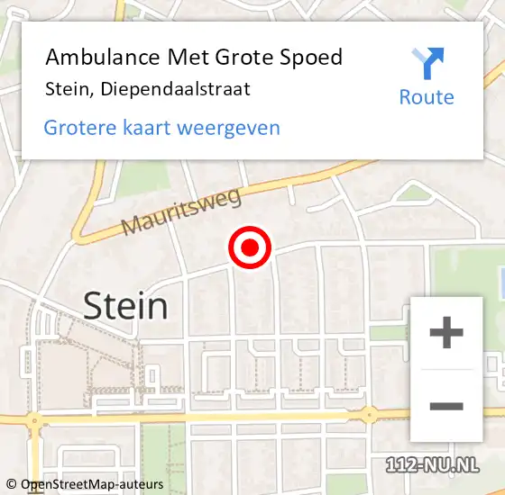 Locatie op kaart van de 112 melding: Ambulance Met Grote Spoed Naar Stein, Diependaalstraat op 23 oktober 2014 15:51