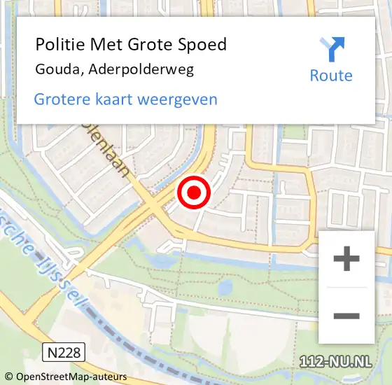 Locatie op kaart van de 112 melding: Politie Met Grote Spoed Naar Gouda, Aderpolderweg op 16 oktober 2024 12:38