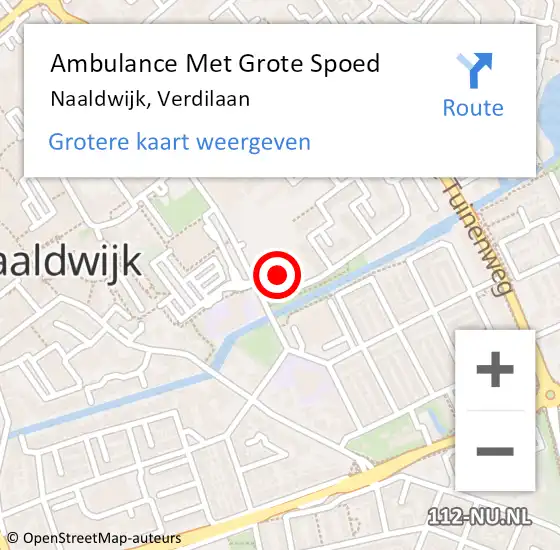 Locatie op kaart van de 112 melding: Ambulance Met Grote Spoed Naar Naaldwijk, Verdilaan op 16 oktober 2024 12:49