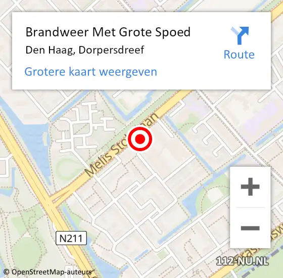 Locatie op kaart van de 112 melding: Brandweer Met Grote Spoed Naar Den Haag, Dorpersdreef op 16 oktober 2024 13:02