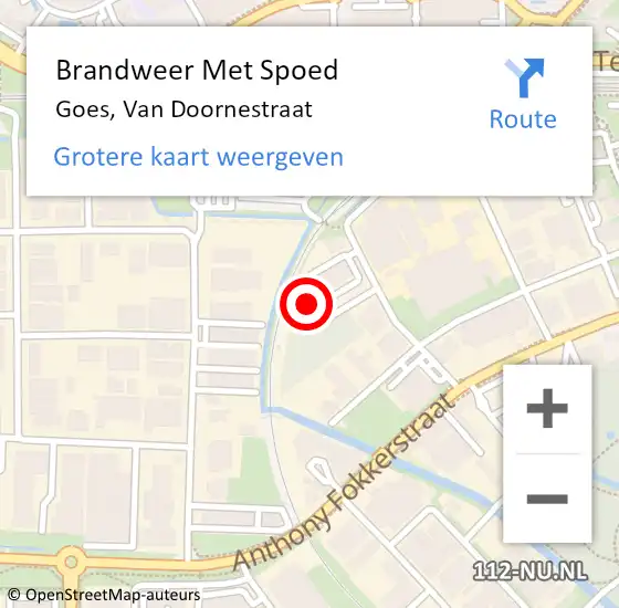 Locatie op kaart van de 112 melding: Brandweer Met Spoed Naar Goes, Van Doornestraat op 16 oktober 2024 13:10