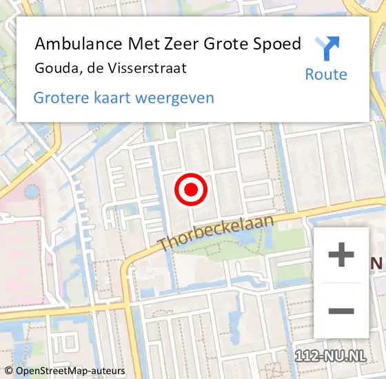 Locatie op kaart van de 112 melding: Ambulance Met Zeer Grote Spoed Naar Gouda, de Visserstraat op 16 oktober 2024 13:11