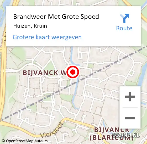 Locatie op kaart van de 112 melding: Brandweer Met Grote Spoed Naar Huizen, Kruin op 16 oktober 2024 13:11