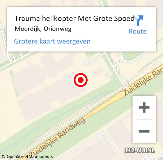 Locatie op kaart van de 112 melding: Trauma helikopter Met Grote Spoed Naar Moerdijk, Orionweg op 16 oktober 2024 13:20