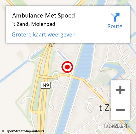 Locatie op kaart van de 112 melding: Ambulance Met Spoed Naar 't Zand, Molenpad op 16 oktober 2024 13:25