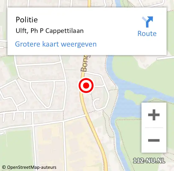 Locatie op kaart van de 112 melding: Politie Ulft, Ph P Cappettilaan op 16 oktober 2024 13:29