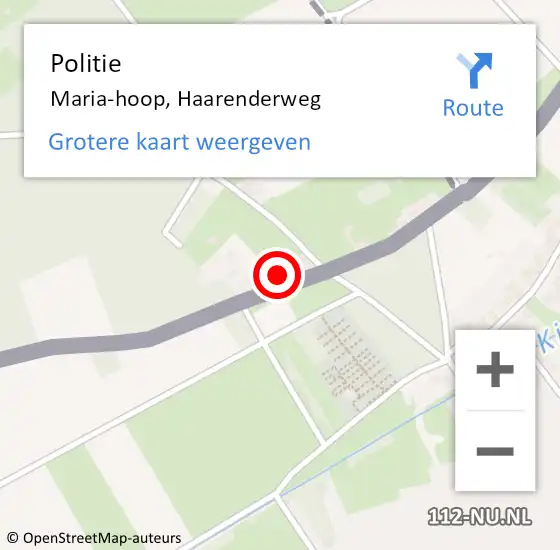 Locatie op kaart van de 112 melding: Politie Maria-hoop, Haarenderweg op 16 oktober 2024 13:32