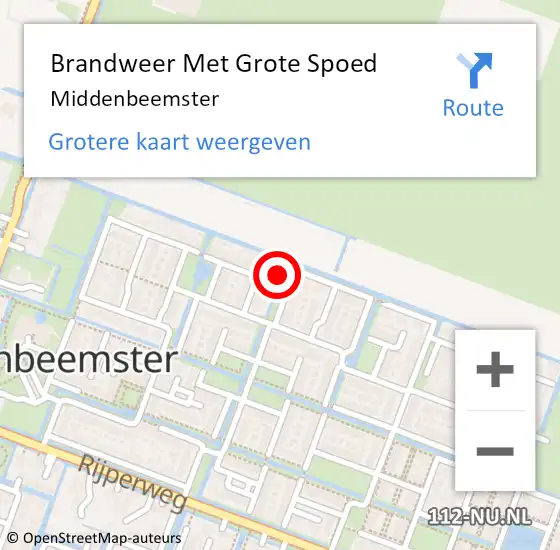 Locatie op kaart van de 112 melding: Brandweer Met Grote Spoed Naar Middenbeemster op 16 oktober 2024 13:35