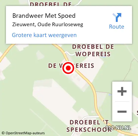 Locatie op kaart van de 112 melding: Brandweer Met Spoed Naar Zieuwent, Oude Ruurloseweg op 16 oktober 2024 13:51