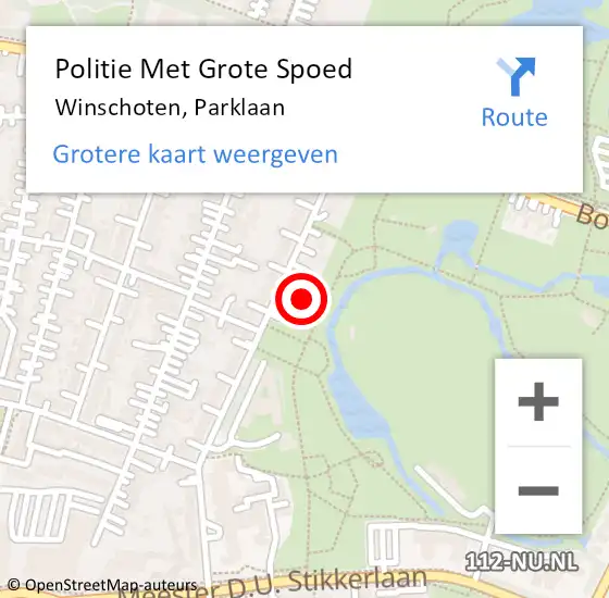 Locatie op kaart van de 112 melding: Politie Met Grote Spoed Naar Winschoten, Parklaan op 16 oktober 2024 13:59