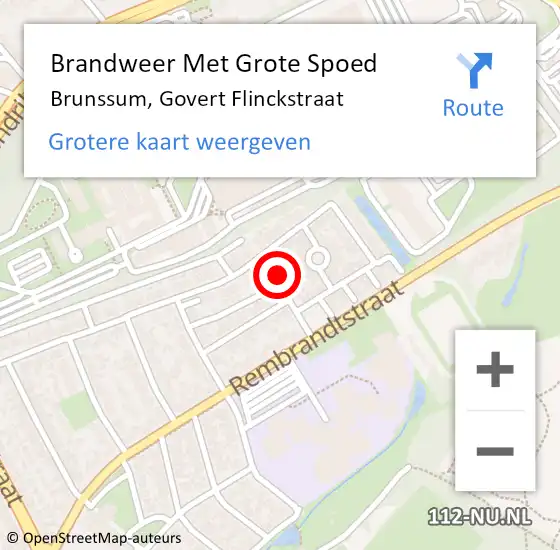 Locatie op kaart van de 112 melding: Brandweer Met Grote Spoed Naar Brunssum, Govert Flinckstraat op 16 oktober 2024 14:02