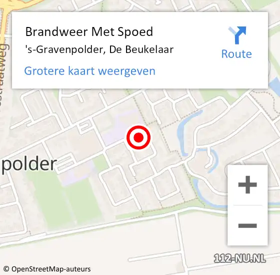 Locatie op kaart van de 112 melding: Brandweer Met Spoed Naar 's-Gravenpolder, De Beukelaar op 16 oktober 2024 14:09