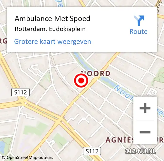 Locatie op kaart van de 112 melding: Ambulance Met Spoed Naar Rotterdam, Eudokiaplein op 16 oktober 2024 14:19